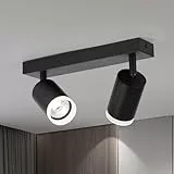 FORCOSO Deckenstrahler Schwenkbar 350°, 2 Flammig Deckenlampe Schwarz Spotlight, GU10 Spots Deckenleuchte, Blendfrei Strahler Innen Lampe Decke, Wohnzimmer Schlafzimmer Küche