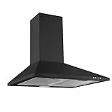 Respekta Dunstabzugshaube / Wandhaube 60 cm / Metallgehäuse in Schwarz / Abluft - und Umluftfunktion / CH22055SA / A / 52 – 66 dB