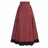 CR ROLECOS Mittelalter Rock Damen Gothic Steampunk Rock Hohe Taille Vintage Renaissance Piratenkostüm Damen mit Schlitz XXL