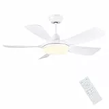 Newday Deckenventilator mit Beleuchtung und Fernbedienung Leise, 106cm Deckenventilatoren Weiß mit Licht Dimmbar, Ventilator Decke mit 5 Flügel Motor DC Speicherfunktion für Schlafzimmer, Wohnzimmer