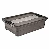 keeeper Aufbewahrungsbox mit Deckel und Schiebeverschluss, 28 l, Transparent, Crystal Grey