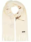 FRAAS Stola in Viskosemischung für Damen 65 x 195 cm | Kuscheliger Schal mit Schleifen-Stickerei und Fransen Naturweiß