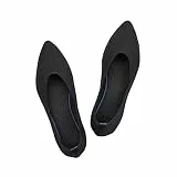 Frank Mully Frauen Spitze Zehe Ballett flach Strickkleid Schuhe Low Wedge Flache Schuhe Komfort Slip On Flats Schuhe für Frau Klassische Schuhe, Schwarz, 39.5 EU