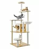 VEVOR Kratzbaum, 600x600x1750mm großer Kletterbaum, Katzenkratzbaum, mehrstöckiges Indoor-Aktivitätszentrum mit bequemer Sitzstange, Sisal-Katzenbaum, Hängematte, Spielhaus-Ruhe für Kätzchen