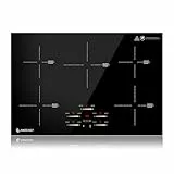 AMZCHEF Induktionskochfeld 80cm, Einbau Induktionskochplatte 5 Zonen mit Booster und 9 Stufen, Pausenfunktion, Warmhalten, Slider-Steuerung, Timer, Sicherheitsschloss, 9500W