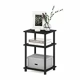 Furinno Just Beistelltisch – Schwarzer Nachttisch & Nachtkonsole, kleiner Beistelltisch für Wohnzimmer & Wohnaccessoires, einfache werkzeuglose Montage, 3-stöckiges Design