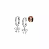 RoseJeopal Ohrringe Creolen Silber 925 Hängend für Mädchen Damen, Silber Huggie Ohrringe mit Zirkonia, Hypoallergene Schlafen Ohrringe Geschenk für Kinder (Schleife)