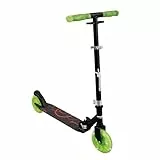 Muuwmi Lights Aluminium Scooter Glow - 145 mm Räder - ABEC 7 Lager - Höhenverstellbarer Lenker - Geeignet für Kinder - GS-Zertifiziert - Bis zu 100 kg - mit Leuchtrollen - Tretroller in grün-schwarz