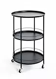 HAKU Möbel Servierwagen schwarz, Metall - Maße: H 75 cm x Ø 45 cm, Style: Modern
