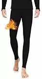 LYRIKER Herren Thermo Unterteil Leggings mit Baumwolle Winter Lange Unterhose Thermounterhose mit Innenfleece Schwarz L