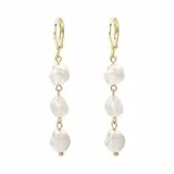 Vissen Lange Ohrringe Creolen Perlen Damen Ohrringe Hängend Weiß Vergoldet Weiß Barockperlen Creolen Perle Hypoallergene Jewelry