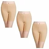 wirarpa Boxershorts Damen 3er Pack Lang Baumwolle Unterwäsche Weich Panties Hosen Unter Kleid Beige Größe XL