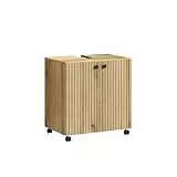 trendteam smart living - PureBliss - Waschbeckenunterschrank auf Rollen - Evoke Eiche - Rillenoptik - 1 Einlegeboden - (BxHxT) 60 x 64 x 42cm - edle Metallgriffe - kratzfest