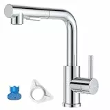 DAYONE Chrom Küchenarmatur Ausziehbar mit Brause, SUS304 Edelstahl Hochdruck Wasserhahn Küche Ausziehbar, Einhebel Mischbatterie Küche mit 2 Funktionen Sprayer, 360° Schwenkbar Spültischarmatur Küche