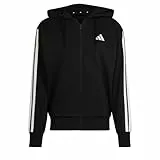 adidas Herren Essential Three Stripes French Terry Fullzip Hoodie Sweatshirt, Black/White, XL