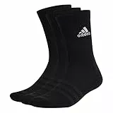 adidas Unisex Cushioned Crew Socks 3 Pairs, Black / White, 8.5-10