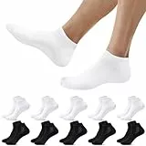 Falechay Sneaker Socken Herren Damen Sportsocken 10 Paar Halbsocken Kurze Atmungsaktive Baumwolle Laufsocken,Schwarz Weiß 35-38