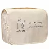 FINPAC Kulturbeutel zum Aufhängen, Reise-Kultur-Organizer mit Stabilem Haken, Kompakte Tragbare Kosmetiktasche Unisex Faltbare Waschtasche Kulturtasche für Damen und Herren (Beige)