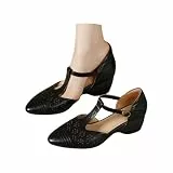 Generisch Elegante Sandalen Mit Offenem Oberteil Cutout-Schnalle Weicher Leichter Sohle Niedrigem Absatz – Bequemes Schuhwerk Für Winter (Black 39)