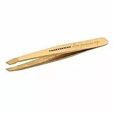TWEEZERMAN Mini Pinzette Ultra Precision (Handgeschliffene, schräge Spitzen, Augenbrauen zupfen, Profi-Qualität, rostfreier Edelstahl), Gold