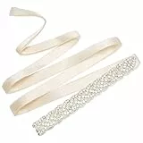 Jeesblsy Kristall Strass Gürtel Hochzeit Satin Schärpe Brautgürtel für Party Brautjungfernkleider Ballkleid Abendkleider Taillengürtel Zubehör,Ivory White