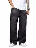 Zewool Herren Baggy Jeans Weite Skater Hip Hop Skateboard lässige lockere Denim-Hosen im Y2K Streetwear-Stil extra Oversized entspannte Passform maximale,A20 Schwarz,L