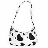 Amosfun Damen Handtasche Kuhmuster Schultertasche Mit Kettenriemen 8.9X5.1X2 Zoll Leichte Umhängetasche Für Alltag Und Ausgehen