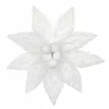 Hollyone 3 Stück Plüsch Weihnachtsblumen Deko 30cm, Groß Weihnachtsdeko Flauschig Weihnachtsbaumschmuck Blume, Weiß Weihnachtssternblume für Hochzeit Weihnachtsbaum Neujahrs Ornamente