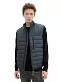 TOM TAILOR Denim Herren 1041343 Hybrid Steppweste mit Stehkragen, 10362-Dark Gable Green, S