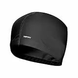 Badekappe Bademütze PU Beschichtet Weiche Badehaube Ohrenschutz Schwimmhaube Schwimmkappe für Herren Damen Lange Kurzes Haar (1xSchwarz)