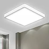 LQWELL® Deckenleuchte LED Deckenlampe, IP44 Wasserfest Badlampe Quadrat Flach 40W 6500K 4300LM Modern Schlicht Lampe Dünn für Wohnzimmer Badezimmer Schlafzimmer Küche Balkon Keller Büro, 500 * 25mm