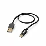 Hama Ladekabel „Fabric“ USB A auf USB C, Nylon, 1,5m (Schnellladung, Handy Ladekabel, Datenkabel, USB Kabel, Handykabel, Typ A, Typ C, Knickschutz, flexibel, vergoldet, maximal kompatibel) schwarz