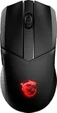 MSI CLUTCH GM41 LIGHTWEIGHT WIRELESS Gaming Mouse - 20.000 DPI Optischer Sensor, symmetrisch, 60Mio+ Click OMRON Schalter, 6 Tasten, 80Std-Akku, Ladestation, 1ms Latenz, RGB, 74g - kabellos, schwarz