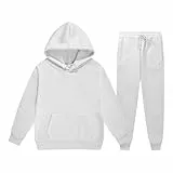 Generisch Trainingsanzug Kinder Baumwolle Einfarbig Sportstyle mit Kängurutasche Jogginganzug Mädchen Jungen mit Kapuzenpullover und Jogginghose Sportkleidung Mädchen