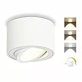 GeyouLux LED Aufbauspots Dimmbar Weiß - Extra Flach 30° Schwenkbar Ø80x50mm Deckenspots - 5W 500LM LED Modul 230V - 3000K/4000K/6500K Aufbauleuchte Aufputz Spots Aufbaustrahler Rund 1 Stück