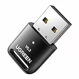 UGREEN Bluetooth 5.3 Adapter PC Unterstützung USB Bluetooth Dongle für Windows 11/10/ 8.1 Kompatibel mit Gamecontroller, Kopfhörer, Tastatur, Maus und Lautsprecher.