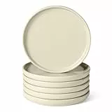 Amazon Basics Glasierte Steingut-Salatteller, 6-Teiliges Set, Mikrowellen- und Spülmaschinenfest, 21,1cm, Elfenbeinfarben