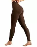 Queenie Ke Damen Sport Leggings Hohe Taille Blickdicht Yoga Leggins Sporthose Bauch-Straffung Workout Gym Yogahose - 68 cm (Stadtbraun, L)