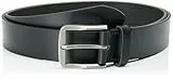 Calvin Klein Herren Gürtel Classic Flat 3,5 cm Ledergürtel, Schwarz (Black/Antique Silver), 120 cm