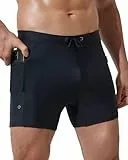 Arcweg Badehose Herren eng mit Taschen Enge Badeshorts Männer Jungen Sportlich Körperbetont Schwimmhose Badehose Boxer Badepants Sport Training Schwarz M（EU