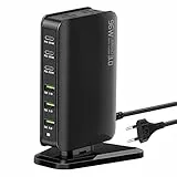 LAMJAD 96W Ladegerät Mit 6 Ports - 3 USB-C und 3 USB-A Schnellladegerät Netzteil Kompatibel Mit Alle iPad, 13Pro/12 Samsung Galaxy etc