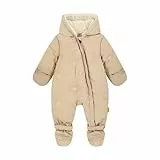 Steiff Schneeanzug EU Größe 74 sesame, warmer Winter Overall, mit Kapuze, ideal für Schnee & Outdoor, Skianzug für Kinder, waschmaschinenfest