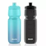 SLUXKE 1000ml Fahrrad Trinkflasche, 2 Stück Wasserflasche Fahrrad, 1L Squeeze Rennrad Flaschen Auslaufsicher Fahrradflaschen, Geeignet für Outdoor, Fitness, Radfahren, Laufen