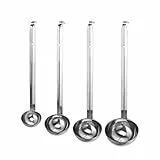 4 Stück Edelstahl Suppenkelle, Nizirioo Schöpflöffel mit Halter, Schöpflöffel Lang Griff Suppenkellen Küchenhelfer Set, 1/2/3/4 oz Saucenlöffel Gießlöffel Schöpfkelle für Hause Küche Restaurant Party