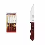 Tramontina Jumbo 4 Steakmesser, Wellenschliff, Rostfreier Edelstahl, Scharf, Spülmaschinenfest, FSC-zertifizierte Holzgriffe, Ergonomisch, 4-teiliges Set