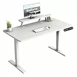Radlove Elektrisch höhenverstellbarer Schreibtisch mit Monitorständer, LED-Anzeige, 140x76 cm Stehpult, Verstellbarer Schreibtisch für Homeoffice & Büro, Weiß
