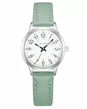 CIVO Kinderuhr Junge Mädchen Armbanduhr: Grün Leder Kinder Uhr Analog - Lernuhr Kinder Leicht zu Lesen Leuchtend Quarzuhr Geschenke 7-14 Jahre