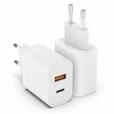 20W USB C Adapter, 2er Pack iPhone ladegerät für iPhone 16 15 14 Plus Pro Max 13 12 11 SE, USB A+C PD 3.0 iPhone schnellladegerät, Ladestecker Power Adapter USB stecker Netzteil(Ohne Ladekabel)