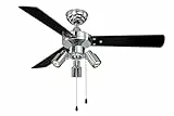 aireRyder - Cyrus Deckenventilator mit Beleuchtung, Leiser Ventilator mit Zugschalter in glänzendem Chrom-Design, Wendeflügel in Schwarz / Silber, Durchmesser 107 cm, (Farbe: Chrom & Schwarz / Silber)
