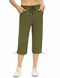 Totatuit 100% Baumwolle Caprihose Damen 3/4 Jogginghose Sommer Kurz Sweathose Freizeit Hose mit Tasche